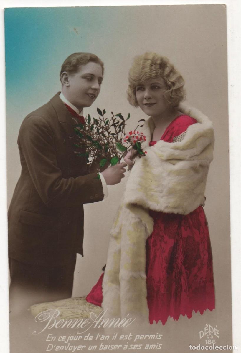 Postkarten: Felicitaci&oacute;n navide&ntilde;a postal francesa principios del XX- escrita-