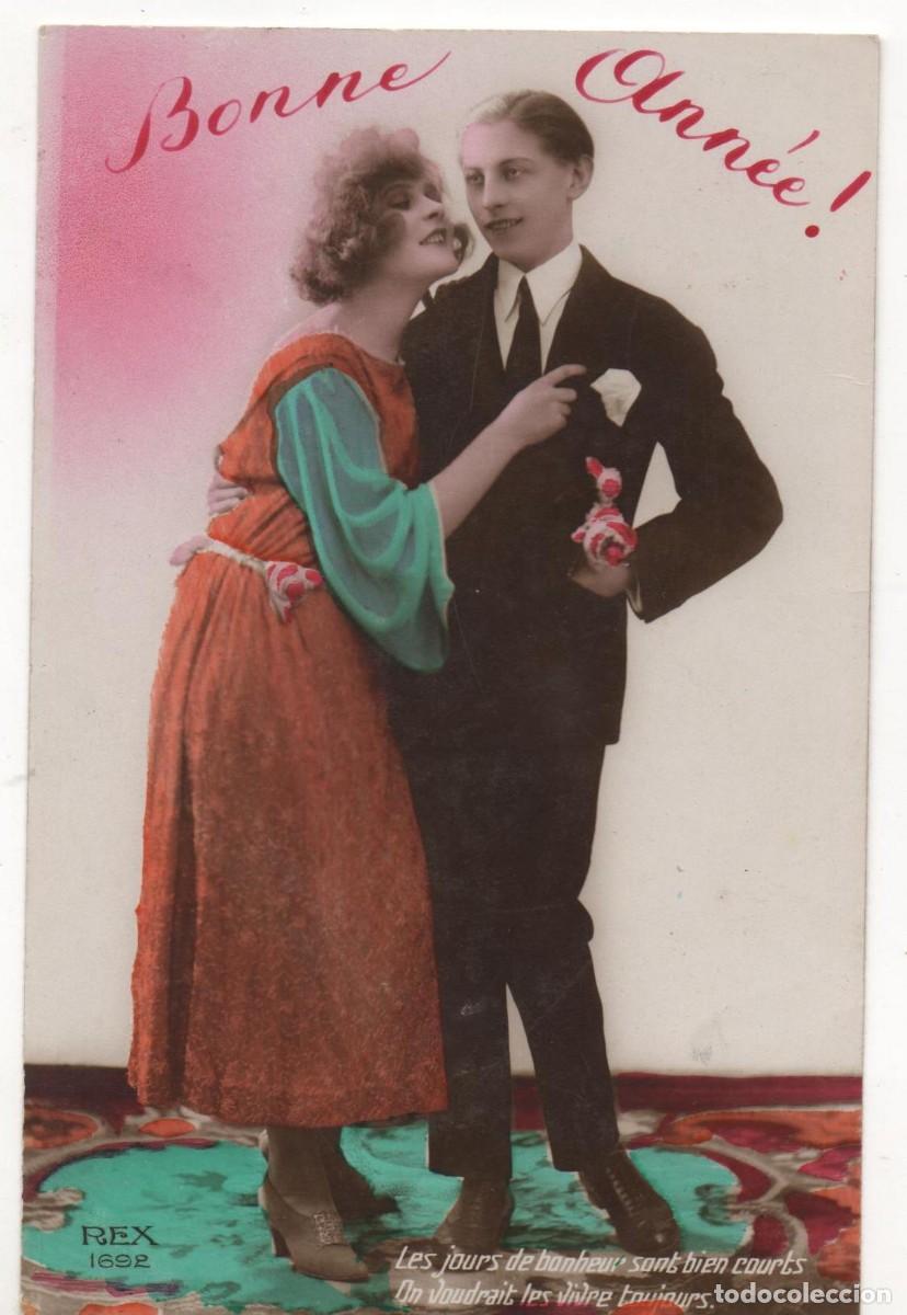 Postkarten: Felicitaci&oacute;n navide&ntilde;a postal francesa principios del XX- escrita-