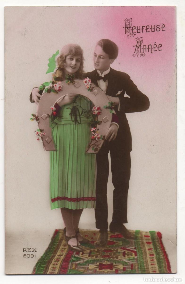 Postkarten: Felicitaci&oacute;n navide&ntilde;a postal francesa principios del XX- escrita-
