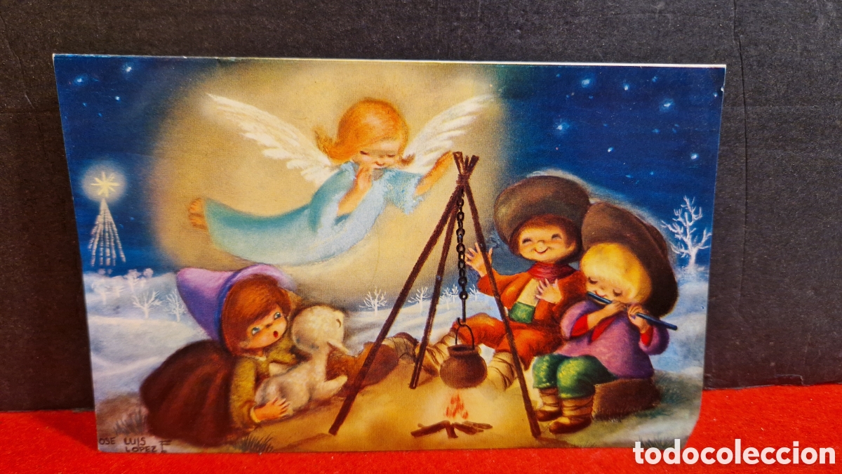 Postales: Preciosa postal de Navidad. Diptico. Escrita. L&oacute;pez - Foto 2