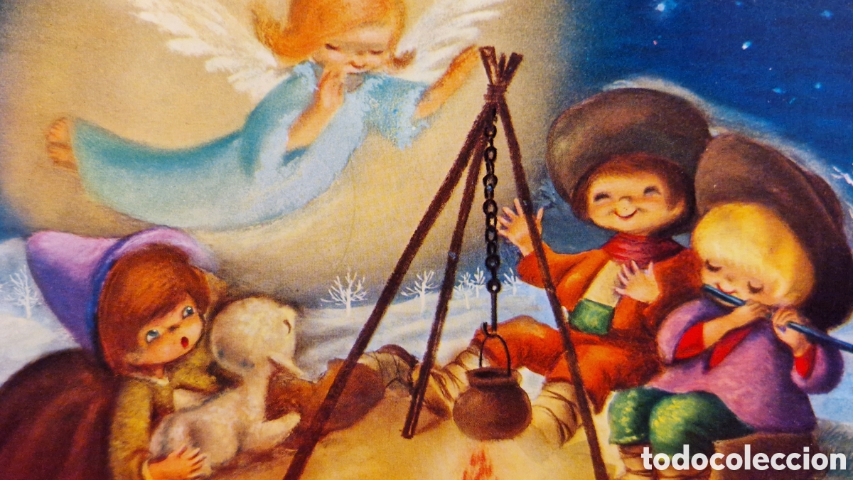 Postales: Preciosa postal de Navidad. Diptico. Escrita. L&oacute;pez - Foto 1