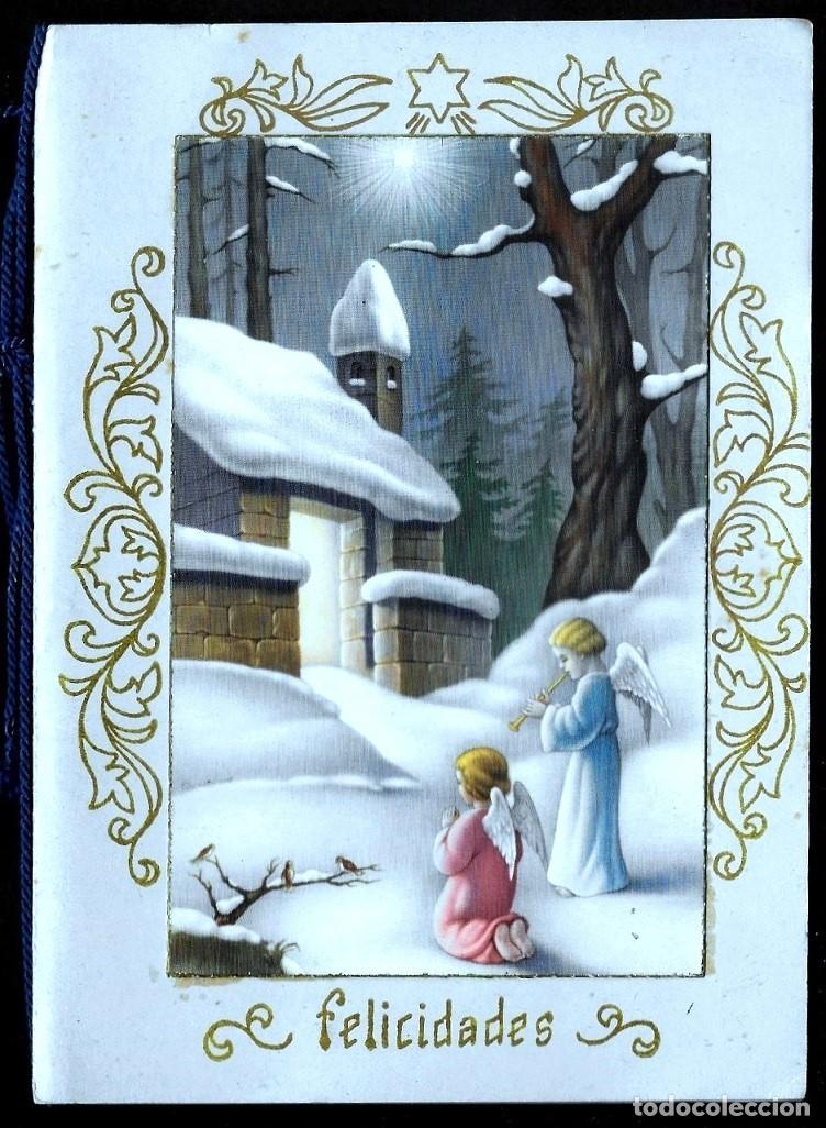 Postales: 6059R -ANGELES - ANTIGUA Y PRECIOSA POSTAL DE FELICITACI&Oacute;N- DIPTICA 17,5X12,5 CM