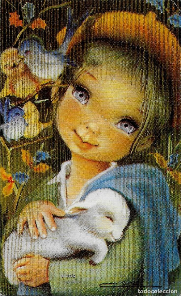 Postais: 0781Y - CANO- HERMOSA POSTAL, CORDERITO, NI&Ntilde;A, P&Aacute;JARITOS- SERIE 5137.2- SENCILLA 13,5X8,3 CM
