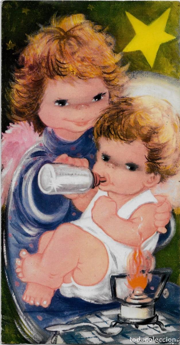 Postais: 6009S - EDICIONES JBR N&ordm; 411- ANGEL Y BIBERONES -DIPTICA 20,5X10,5 CM - ILUSTRA AL. PRAB