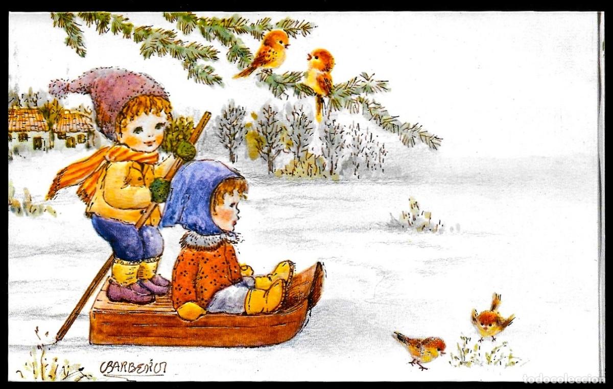 Postcards: 6035S - BARBERO- PRECIOSA POSTAL EN RELIEVE - EDICIONES GOLDEN 240- DIPTICA 15,8X10,8 CM