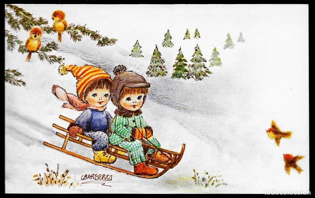 Postcards: 6035S - BARBERO- PRECIOSA POSTAL EN RELIEVE - EDICIONES GOLDEN 240- DIPTICA 15,8X10,8 CM