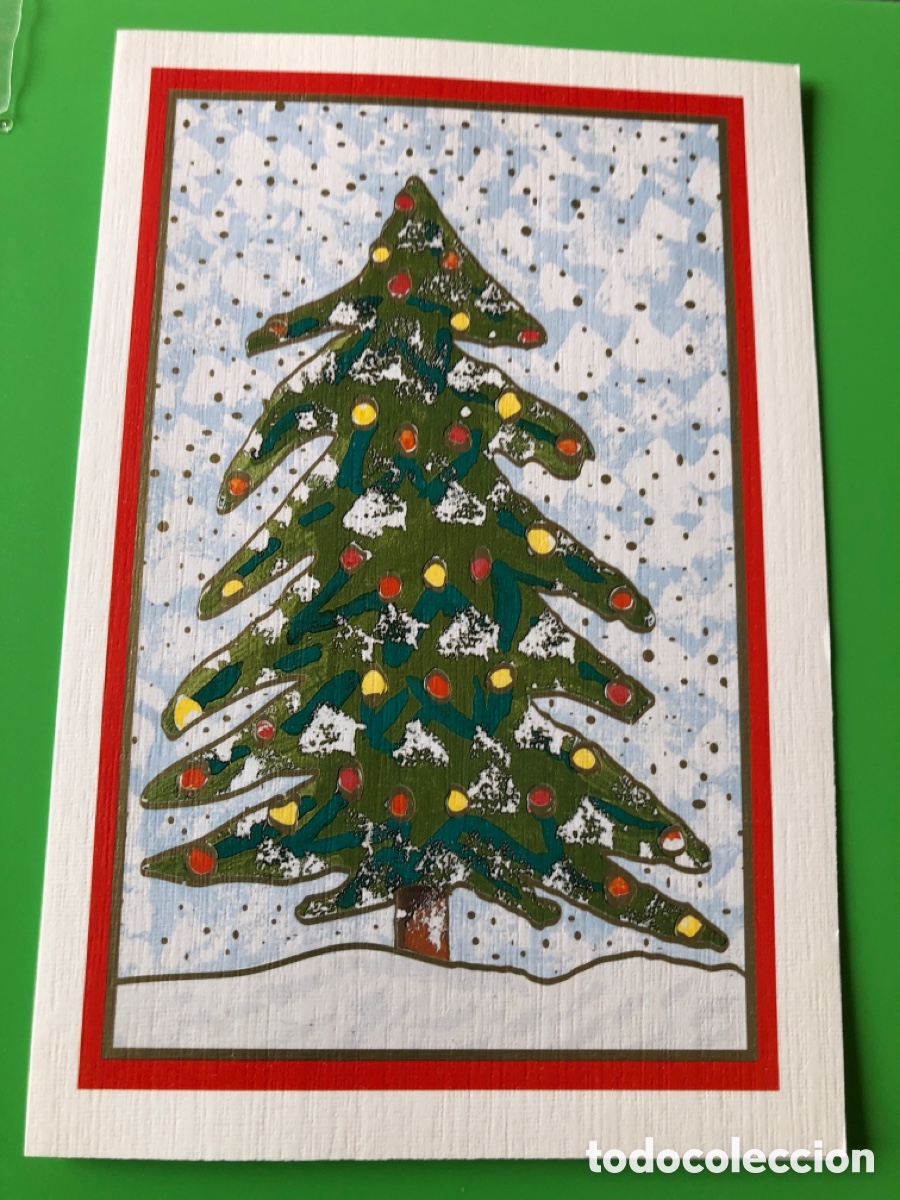Postales: Postal &Aacute;rbol de Navidad. Pintor con la boca. N&uacute;mero E314. ASM - Foto 1