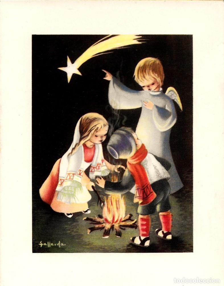 Postcards: 6025T- LA APARICI&Oacute;N DEL &Aacute;NGEL GALLARDA-EDICIONES ARCHIVO DE ARTE 879- DIPTICA 15,5X12 CM - DATA 1960