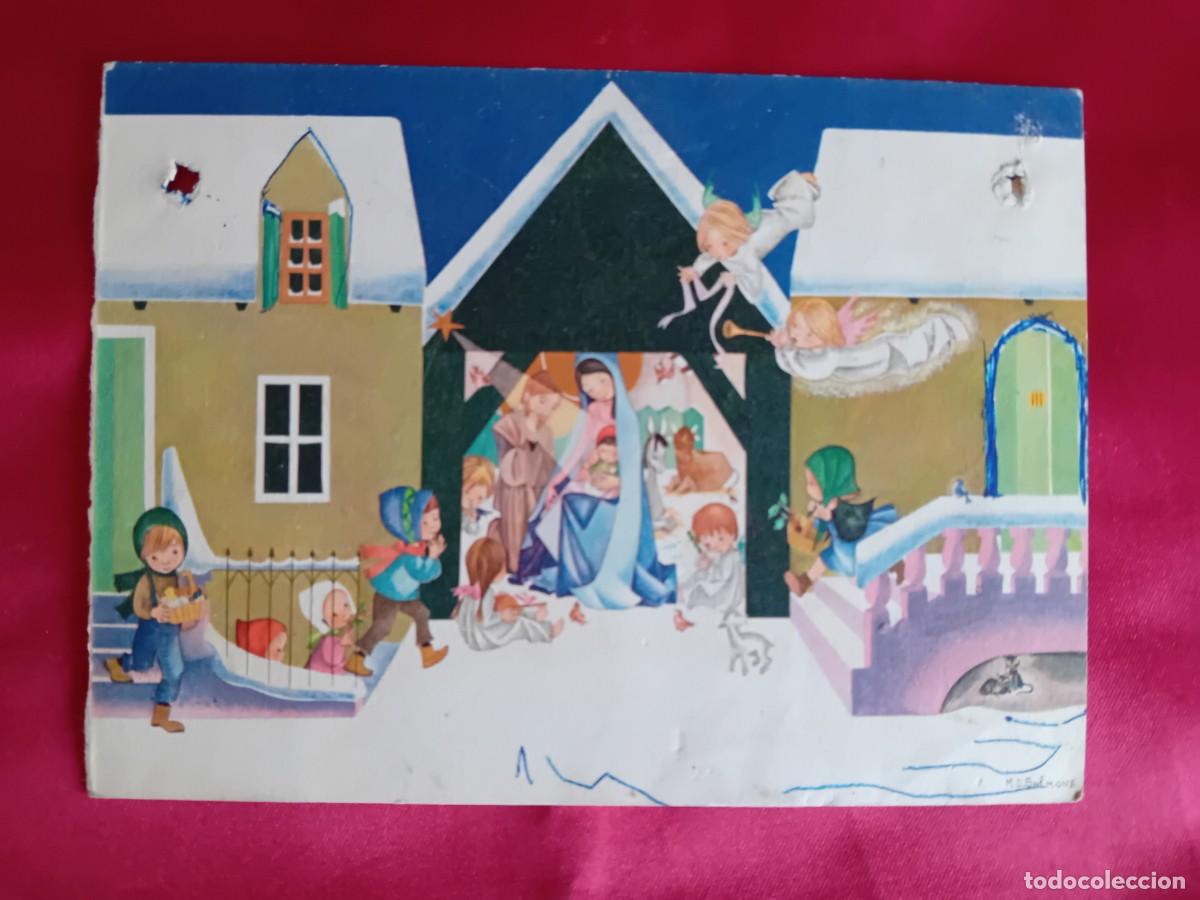 Cartoline: Portal de Bel&eacute;n con ni&ntilde;os firmada M.D. Salmons