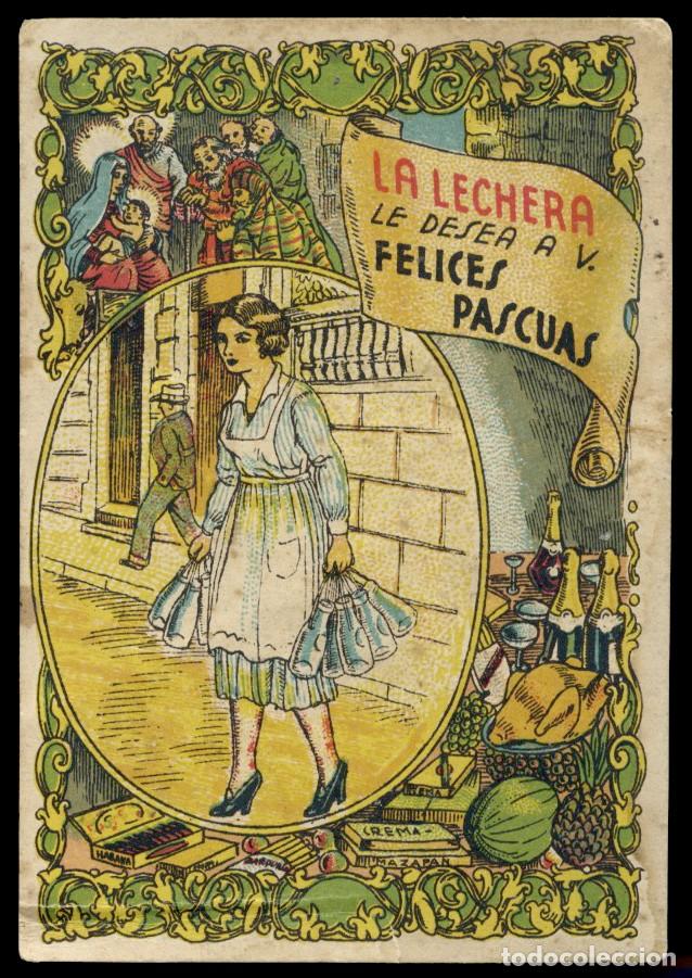 Cartoline: MUY ANTIGUA FELICITACI&Oacute;N NAVIDE&Ntilde;A - LA LECHERA