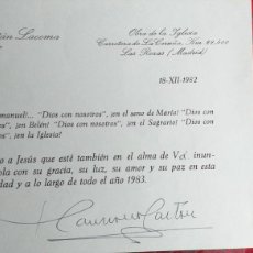 Postales: NAVIDAD-V30-FELICITACION DE NAVIDAD-LAUREANO CASTAN-OBISPO DE SIGUENZA-1982