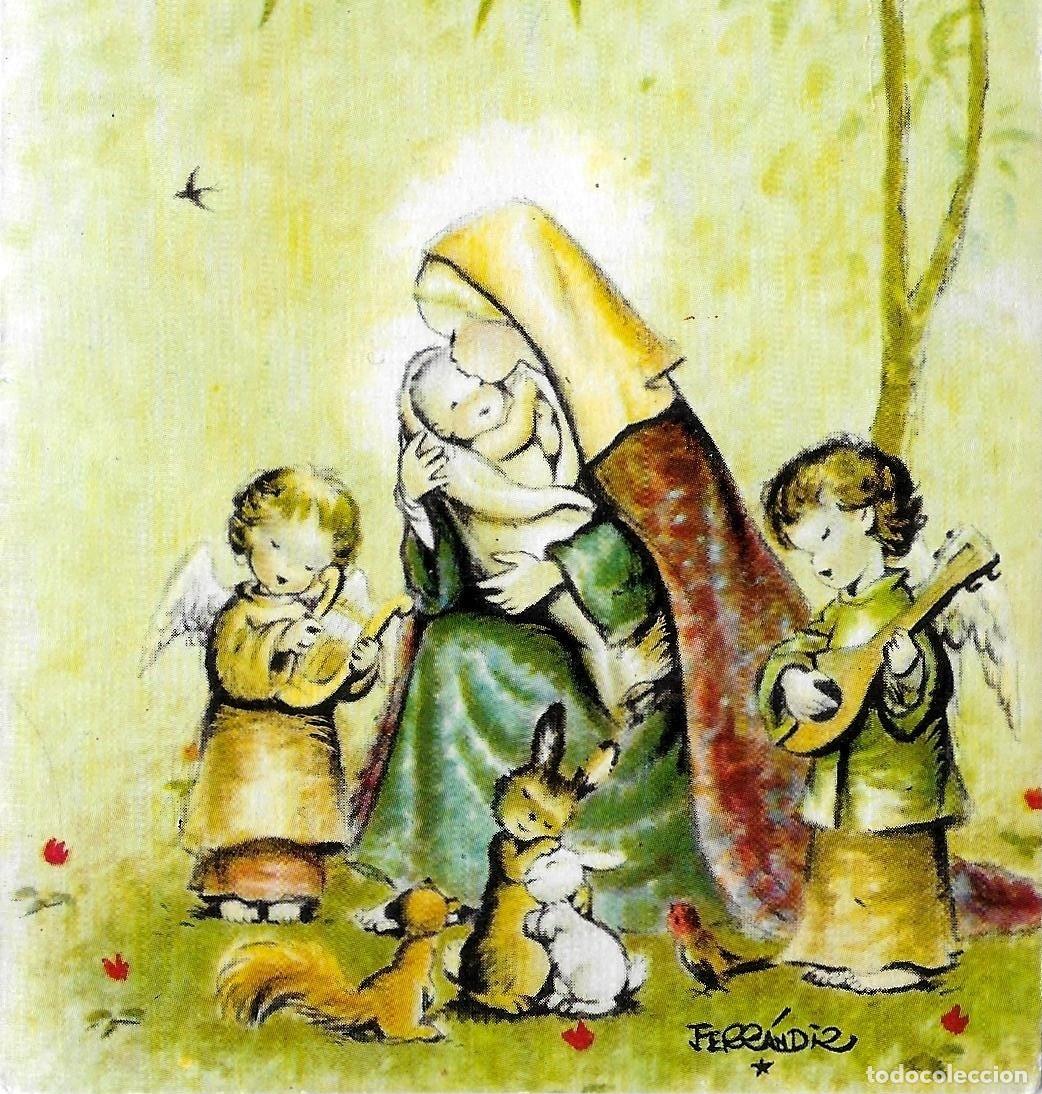 Cartoline: 6078U - FERRANDIZ-LA VIRGEN, EL NI&Ntilde;O Y LOS &Aacute;NGELES- EDICIONES SUBI A.1659-4 - DIPTICA 14X9 CM