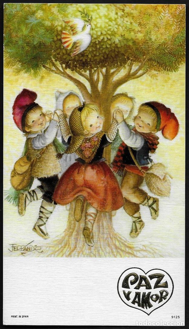 Postais: 6090U - FERR&Aacute;NDIZ - PAZ Y AMOR -15X8,5 CM - SERIE 9125 - DATA 1975