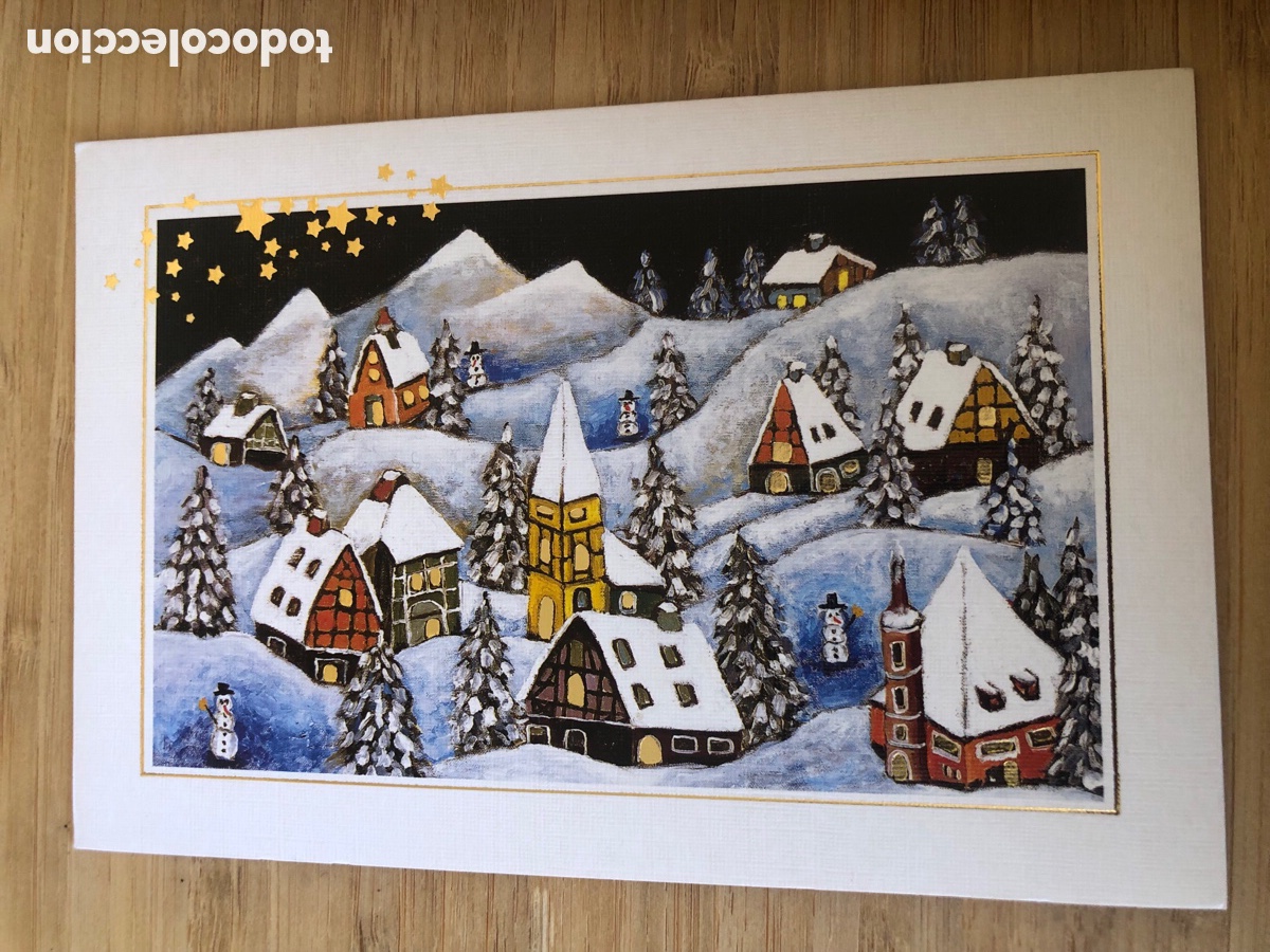 Postales: Pueblo en Navidad. E 010. Pintor con la boca. D&iacute;ptico. Sin circular. ASM - Foto 1