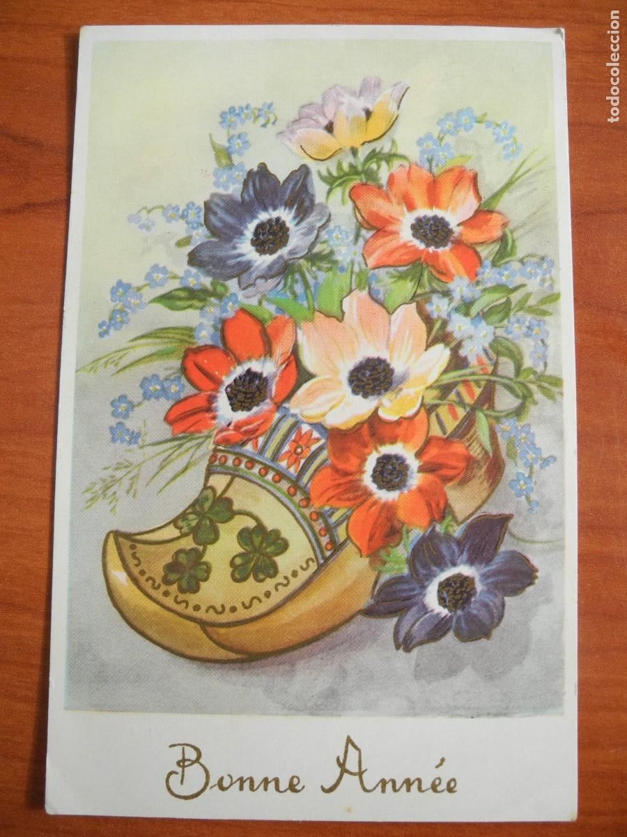 Postais: Postal Navidad. Flores zueco. 14x9. Circulada con sello 1959