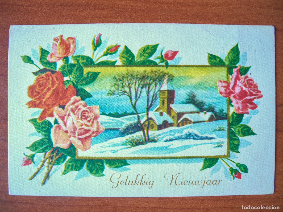 Postales: Postal Navidad. Flores paisaje nevado 14x9. Circulada con sello 1962