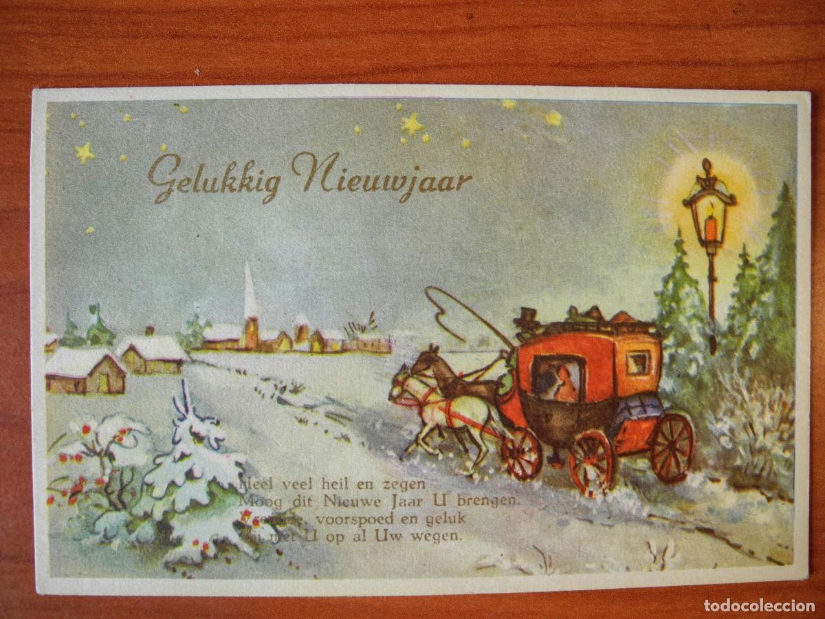 Postkarten: Postal Navidad coche de caballos paisaje nevado Escrita