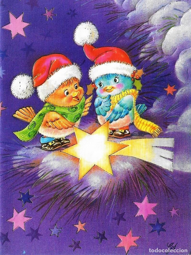 Postais: 6074V - P&Aacute;JARITOS NAVIDE&Ntilde;OS- EDICIONES GOLDEN 2511-PRECIOSA POSTAL EN RELIEVE, DIPTICA 18,5X11,5 CM