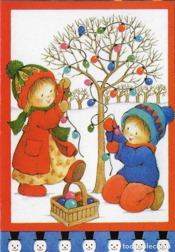 Postais: 6085V - MARIA- EDICIONES ESTAMPA 30.842.D- ILUMINANDO LOS &Aacute;RBOLES, DE NAVIDAD -DIPTICA 16,3X8,3 CM