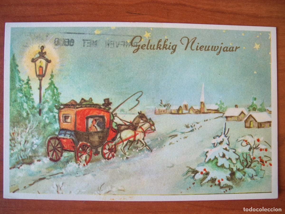 Postcards: Postal Navidad coche de caballos paisaje nevado casa . Circulada con sello 1972