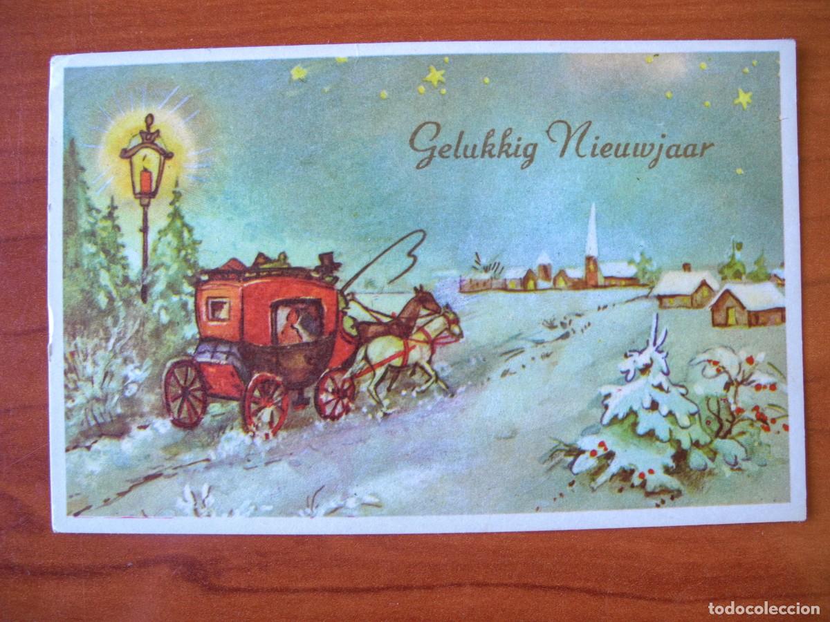 Postcards: Postal Navidad coche de caballos paisaje nevado casa . Escrita