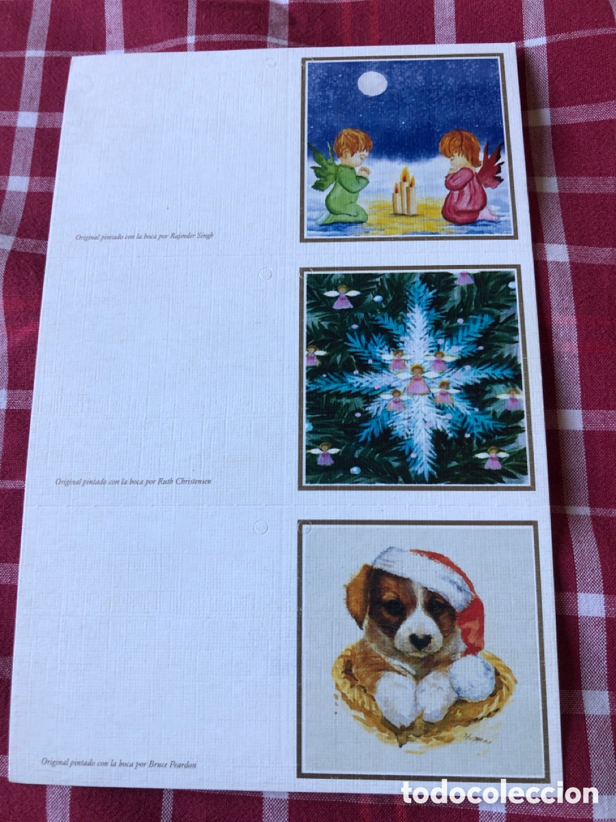 Postales: Lote 3 mini tarjetas de Navidad. Pintado con la boca. ASM - Foto 1