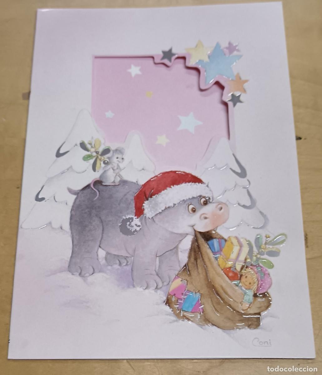 Postales: POSTAL D&Iacute;PTICO NAVIDAD TROQUELADA ILUSTRADA POR CONI AC AGENCY N&ordm; 1521-A 16X11 CM. ESCRITA