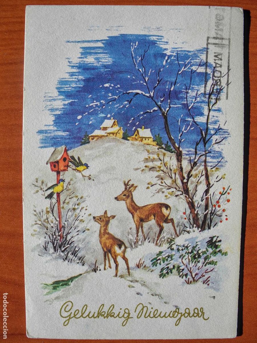Cartes Postales: Postal Navidad Cervatillo Ciervo paisaje nevado Circulada 9x14