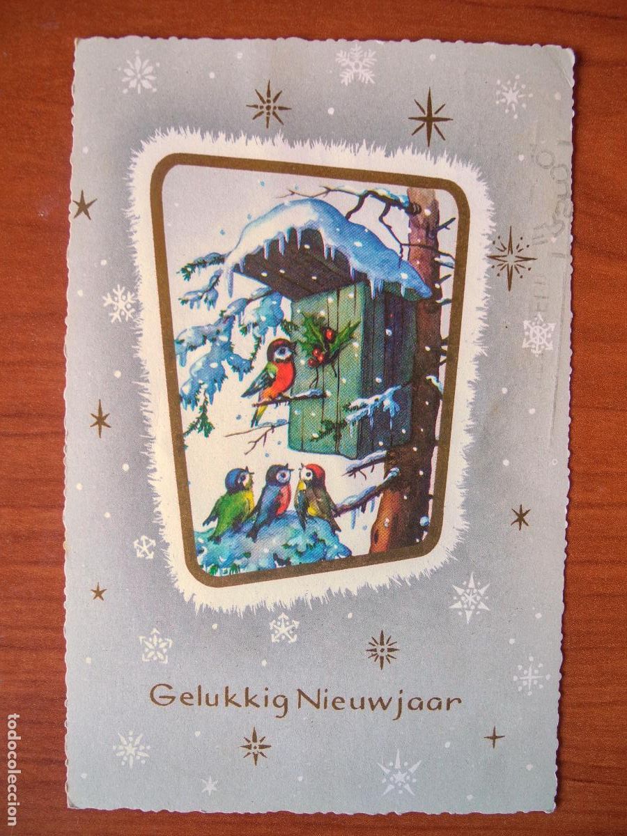 Postais: Postal Navidad paisaje nevado pajaritos Nido Circulada con sello 1964 9x14