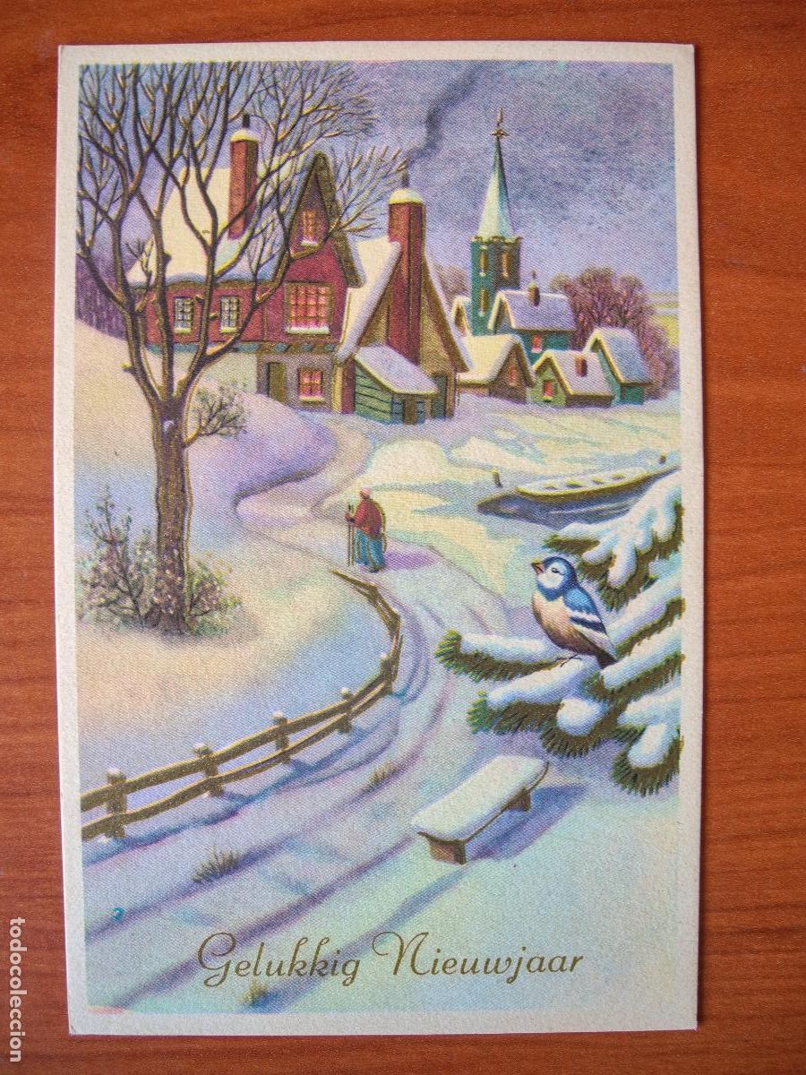 Postais: Postal Navidad. Paisaje nevado. pajarito herrerillo trazos dorados circulada con sello 1967 9x14