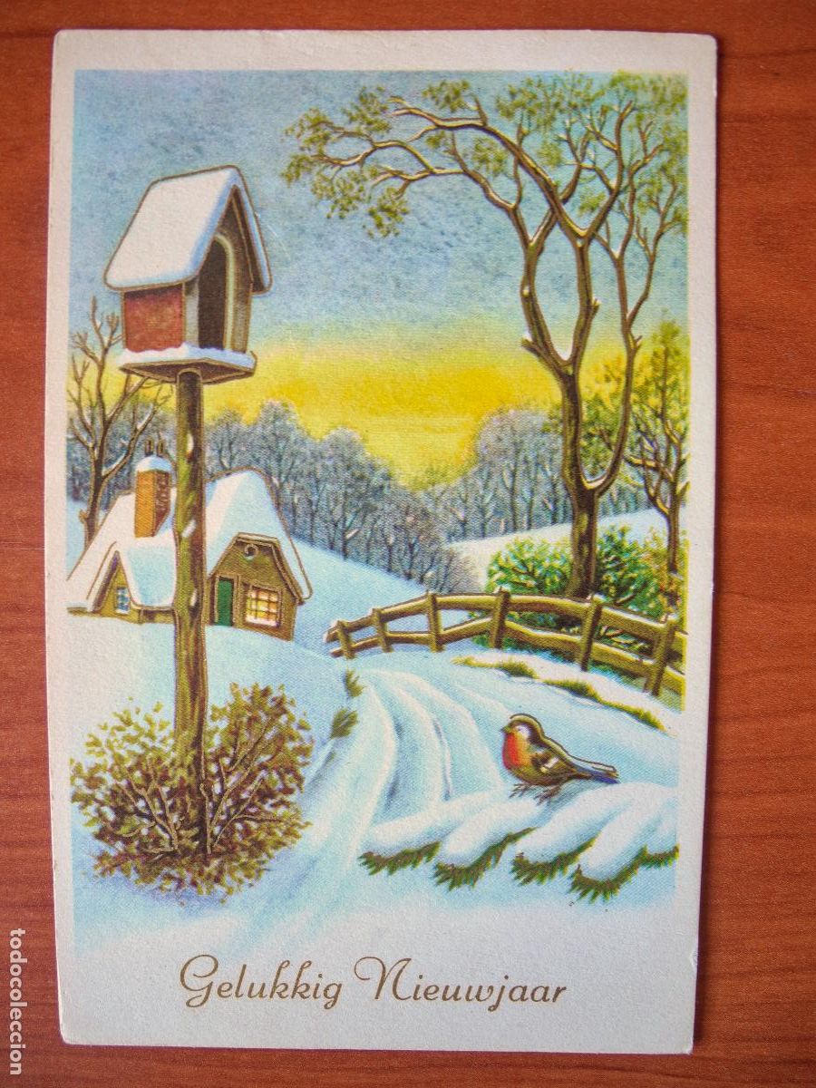 Postais: Postal Navidad. Paisaje nevado. pajarito petirrojo trazos dorados circulada con sello 1969 9x14