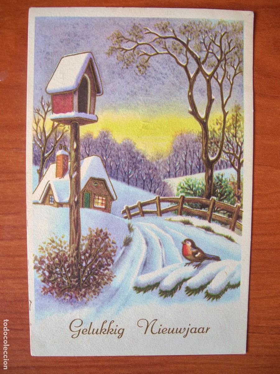 Postais: Postal Navidad. Paisaje nevado. pajarito petirrojo trazos dorados circulada con sello 1967 9x14
