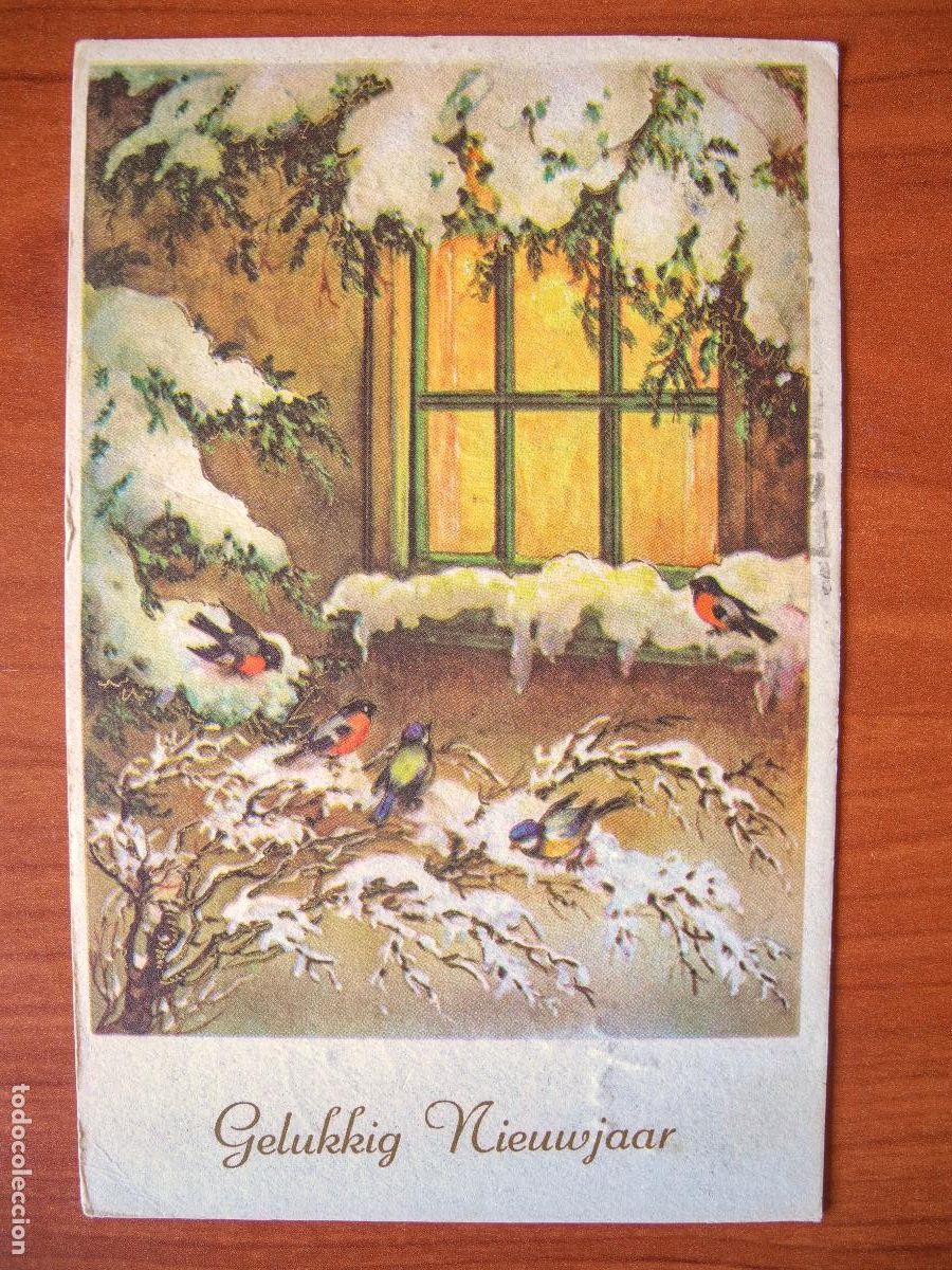 Postais: Postal Navidad. Paisaje nevado pajarito petirrojo trazos dorados nueva circulada con sello 1961 9x14