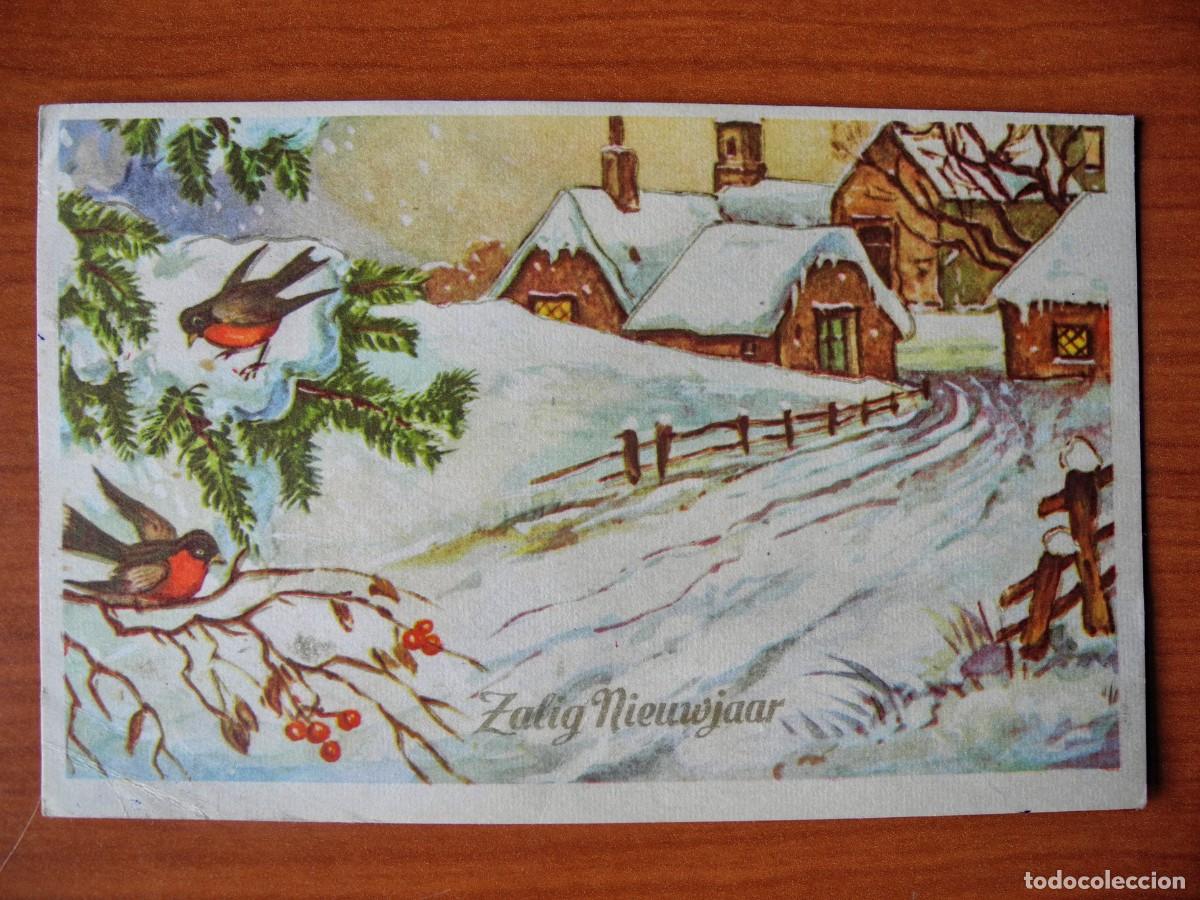 Postais: Postal Navidad Paisaje nevado p&aacute;jaro pajarito petirrojo Circulada sin sello 1967 14x9