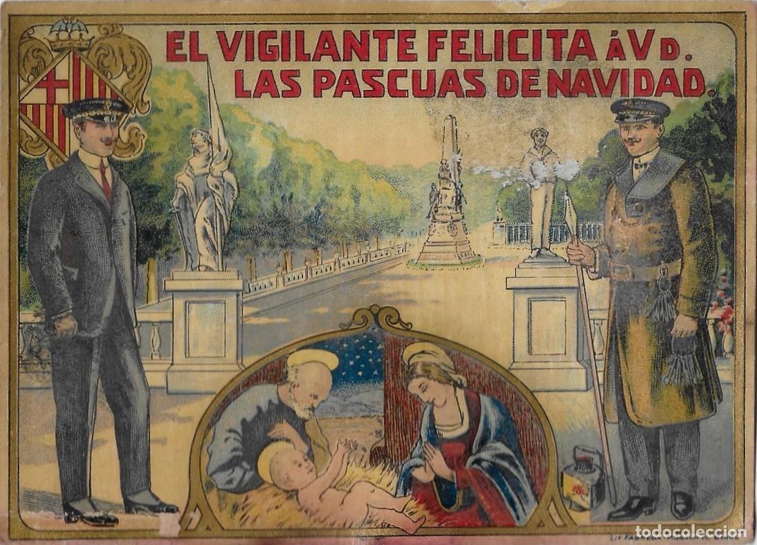 Postkarten: 6049W - EL VIGILANTE-FELICITA A V. LAS PASCUAS DE NAVIDAD-MUY ANTIGUA- LITOGRAFIA FABREGA-14,5X10,5