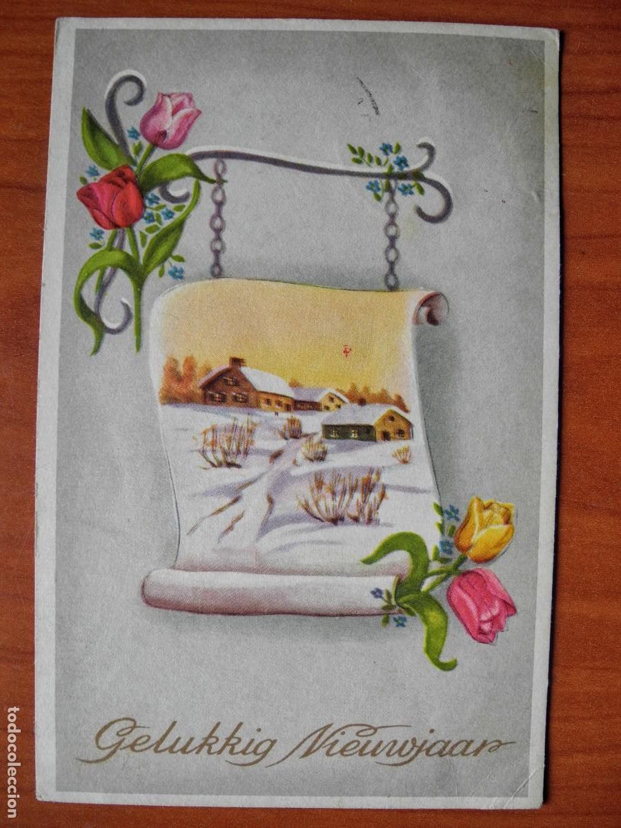 Postcards: Postal Navidad. Paisaje nevado. Tulipanes. Circulada sin sello 1965. 9x14