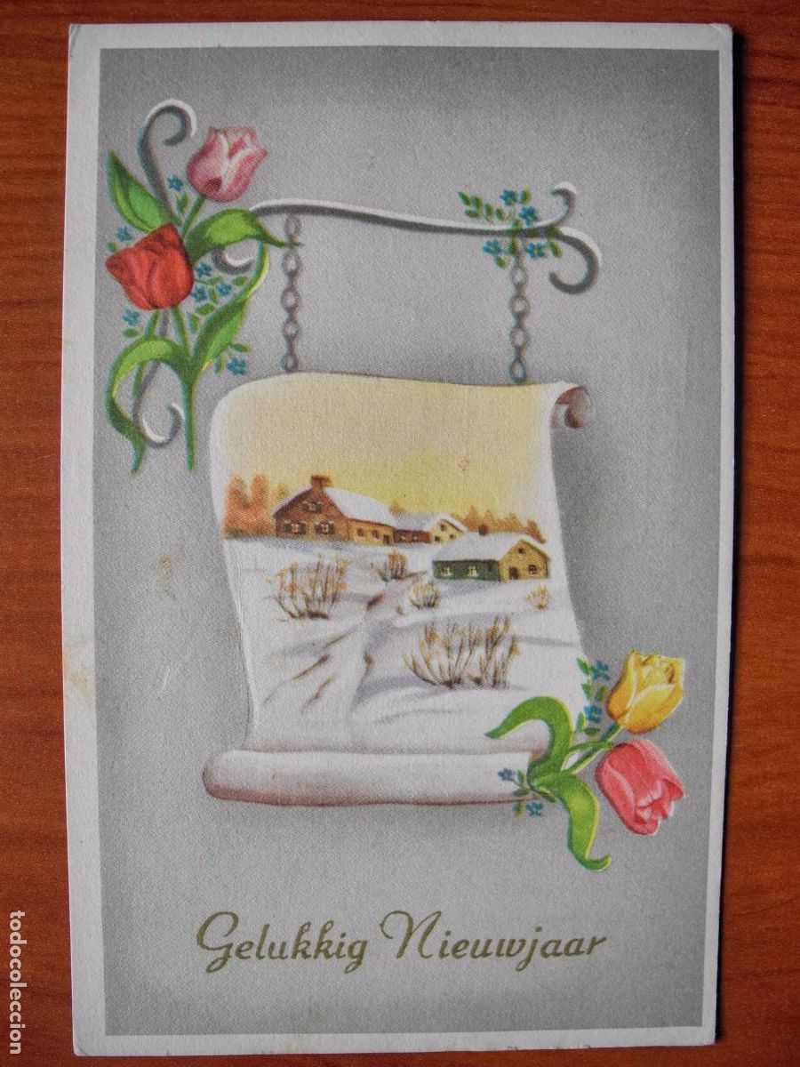 Postcards: Postal Navidad. Paisaje nevado. Tulipanes. Circulada con sello 1976. 9x14