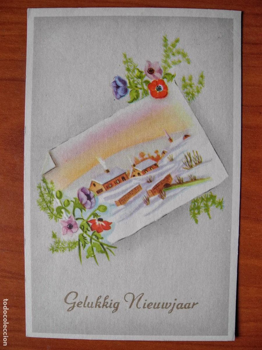 Postcards: Postal Navidad. Paisaje nevado. Flores. Circulada con sello 1961 9x14