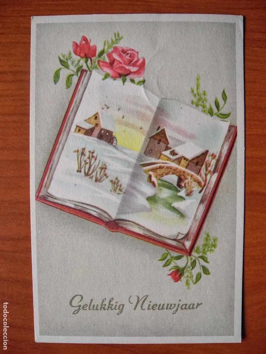 Postcards: Postal Navidad. Paisaje nevado. Flores rosas. Circulada con sello 1965 9x14