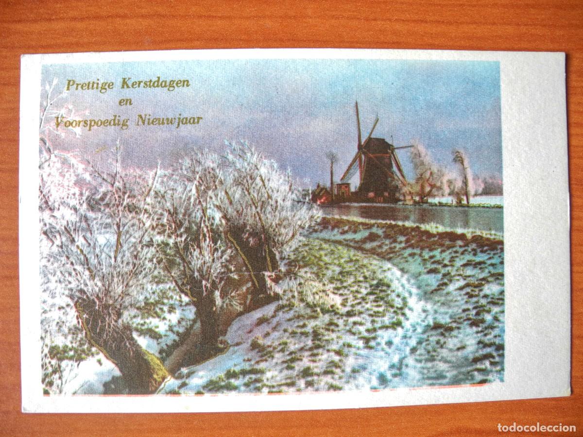 Postcards: Postal Navidad. Paisaje nevado. Molino r&iacute;o Circulada con sello 1968 14x9
