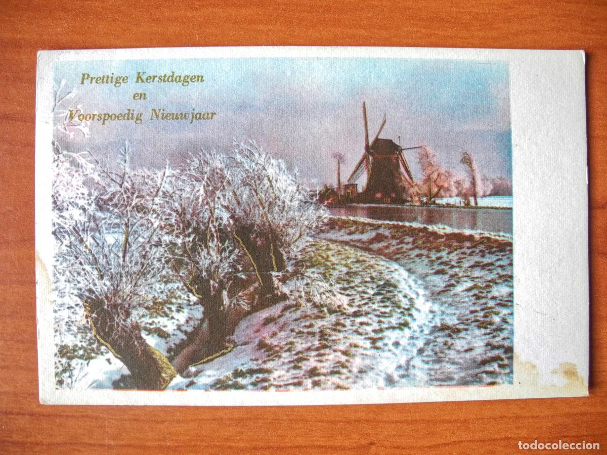 Postcards: Postal Navidad. Paisaje nevado. Molino r&iacute;o Circulada con sello 1962 14x9