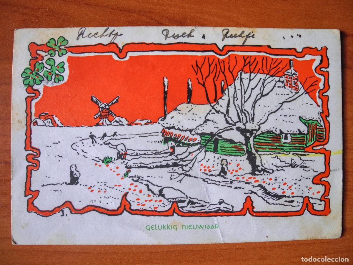Postcards: Postal Navidad. Paisaje nevado. Molino r&iacute;o. Circulada con sello 1951 Emna 300 14x9