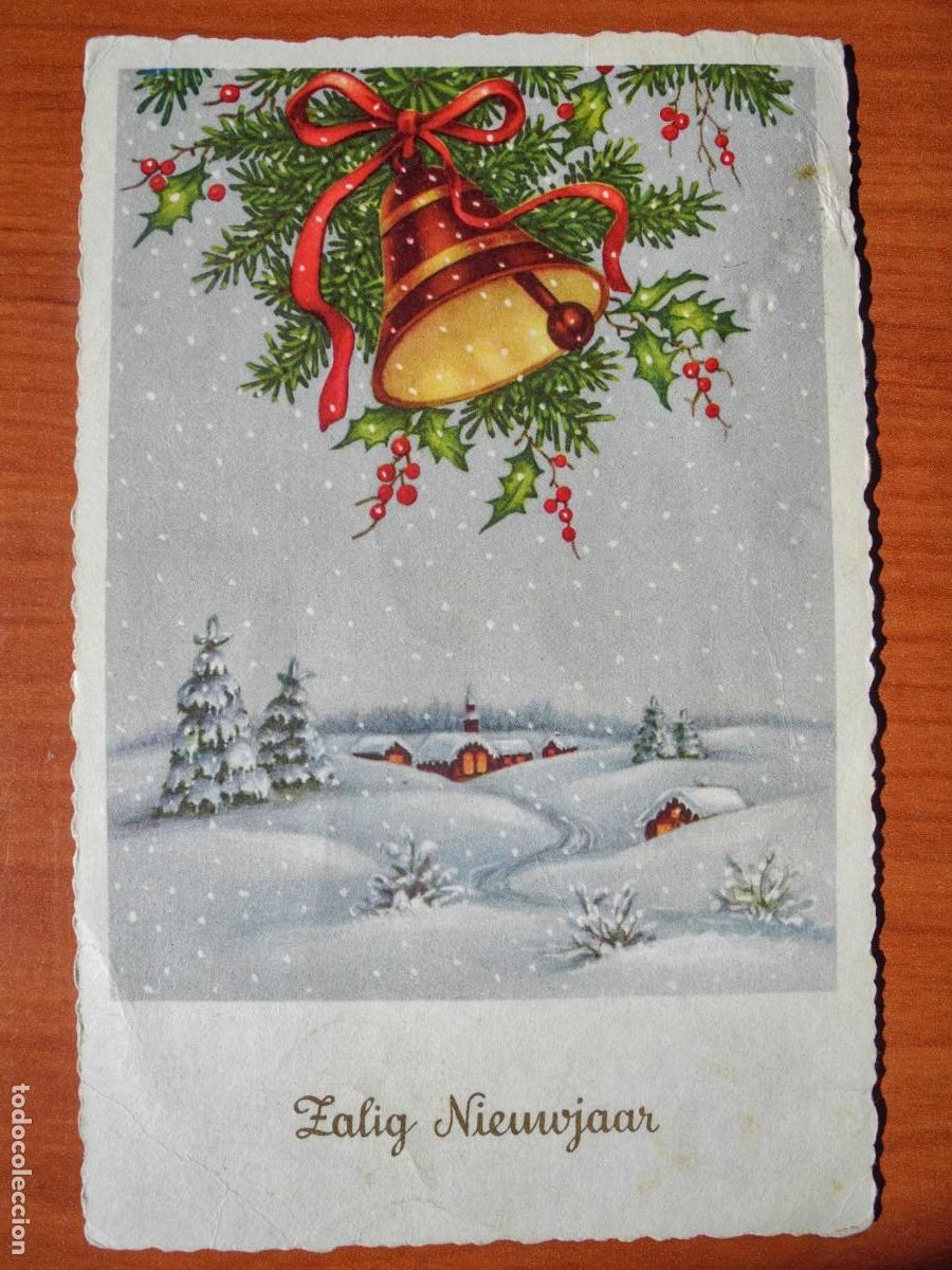 Postcards: Postal Navidad. Paisaje nevado. Campana. Circulada con sello 1959 9x14