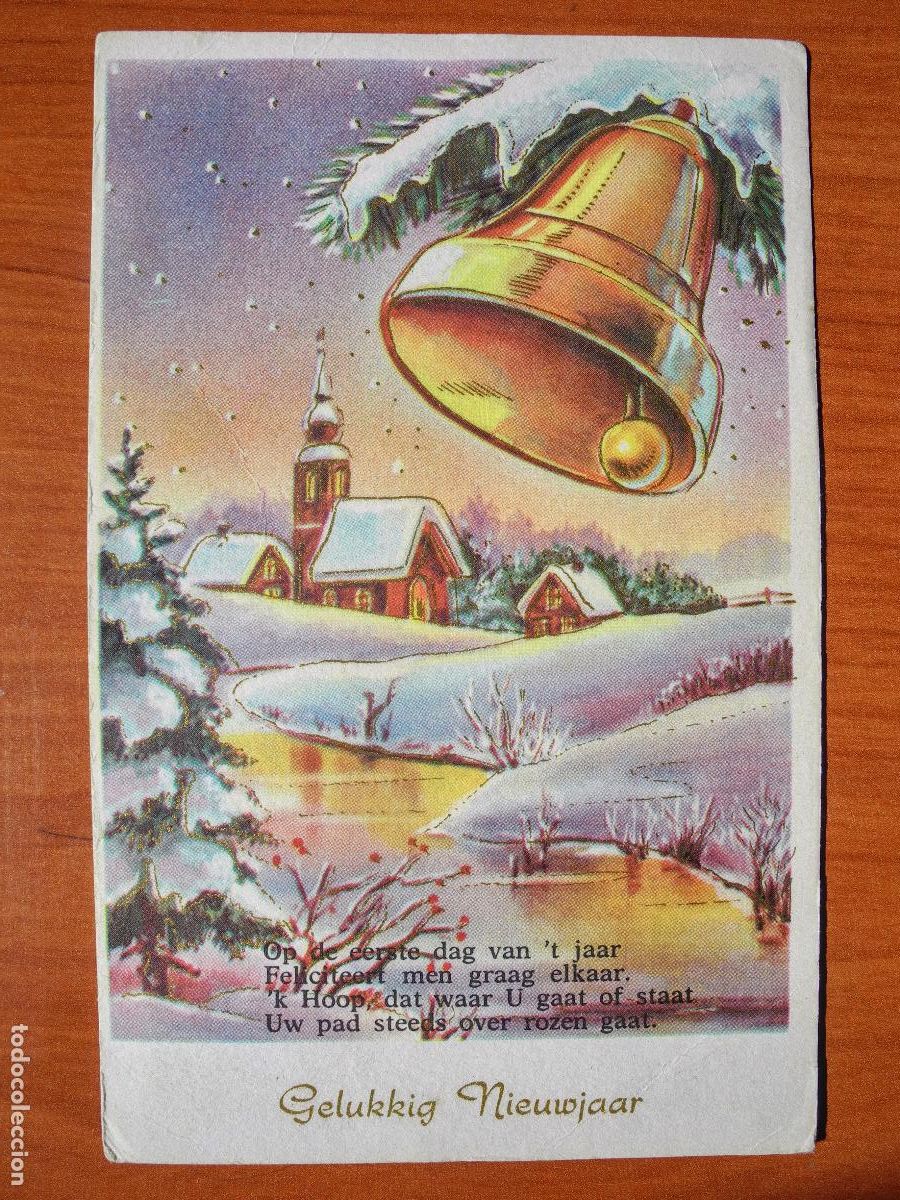Postcards: Postal Navidad. Paisaje nevado. Campana R&iacute;o Circulada sin sello 9x14