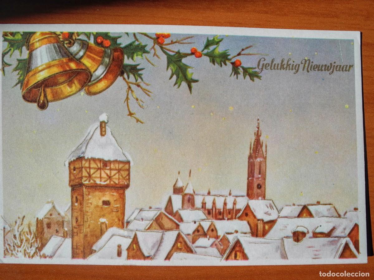 Postcards: Postal Navidad. ciudad nevada. Acebo. Campanas Circulada con sello 1965 9x14