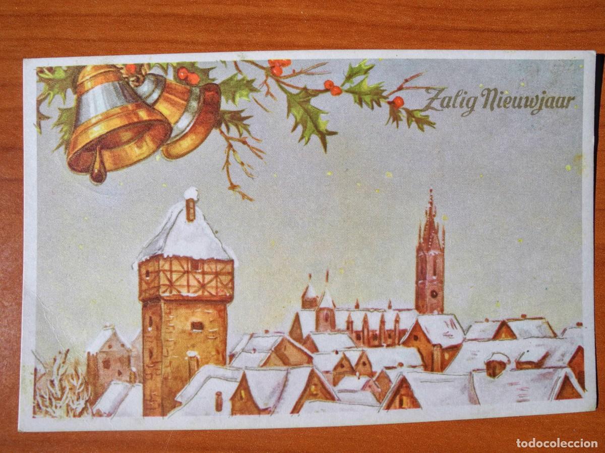 Postcards: Postal Navidad. ciudad nevada. Acebo. Campanas Circulada con sello 1969 9x14