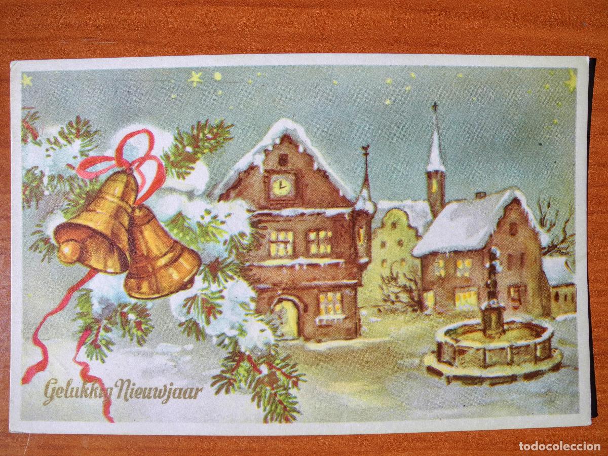 Postcards: Postal Navidad. Ciudad nevada. Campanas Circulada con sello 1967 9x14