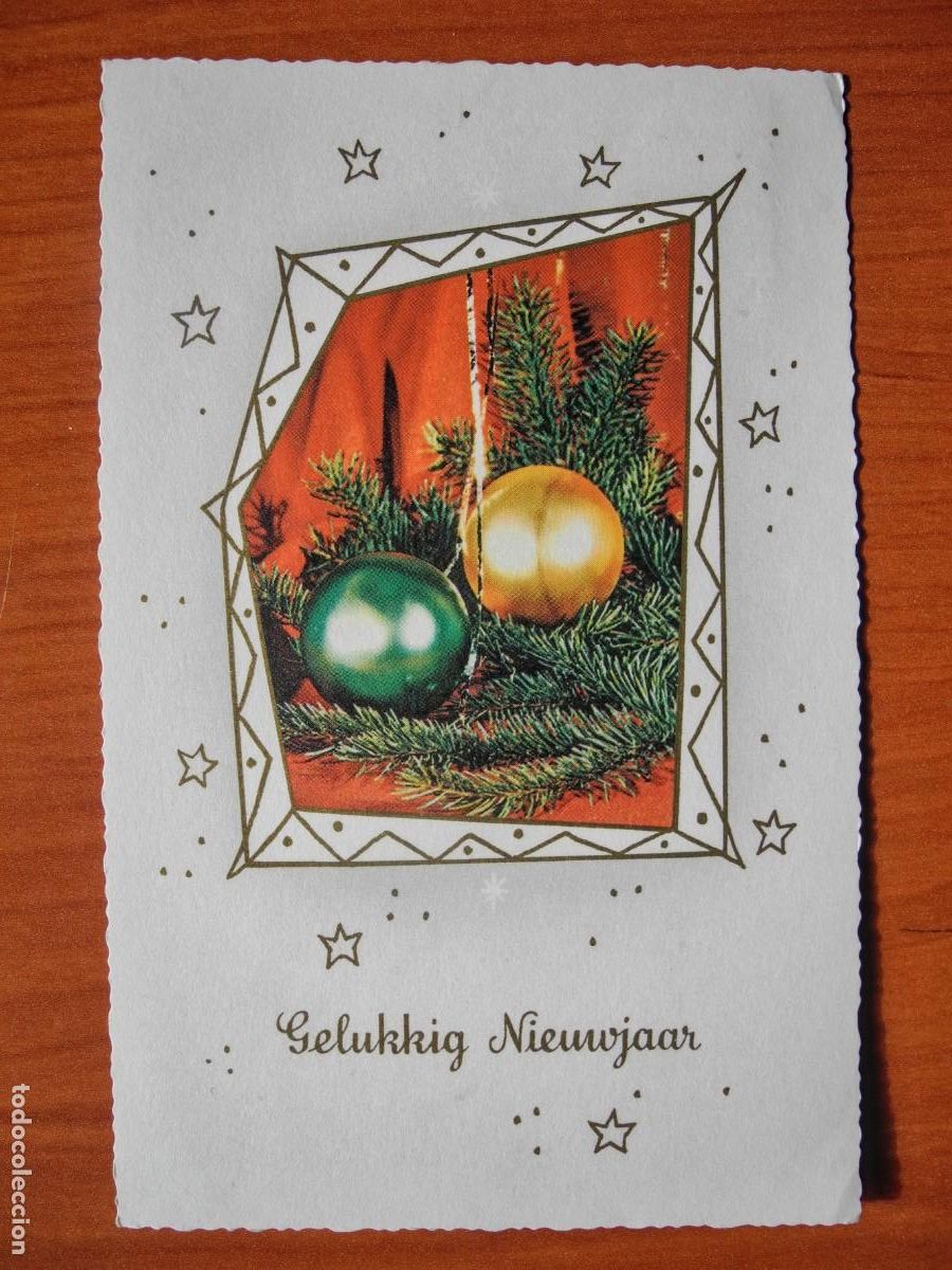 Postais: Feliz a&ntilde;o nuevo. Bolas de Navidad. Circulada con sello 9x14.