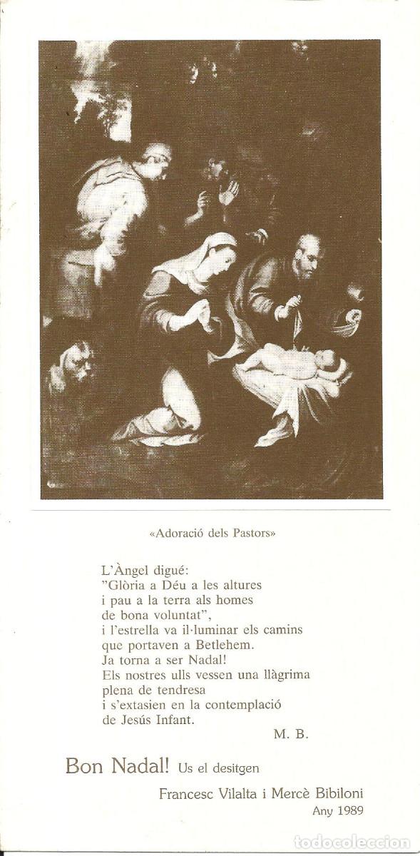 Postales: FELICITACION NAVIDAD DE *MERC&Egrave; BIBILONI* - ANY 1989 - ADORACI&Oacute; DELS PASTORS - 23X11 CM