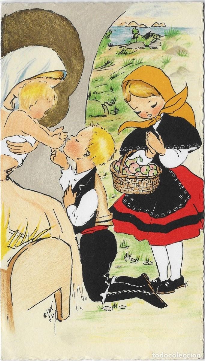 Postcards: 6094W - AGAR-HERMOSA ALEGORIA NAVIDE&Ntilde;A (GALICIA) DIPTICA 20,5X11,5 CM - DATA 1961